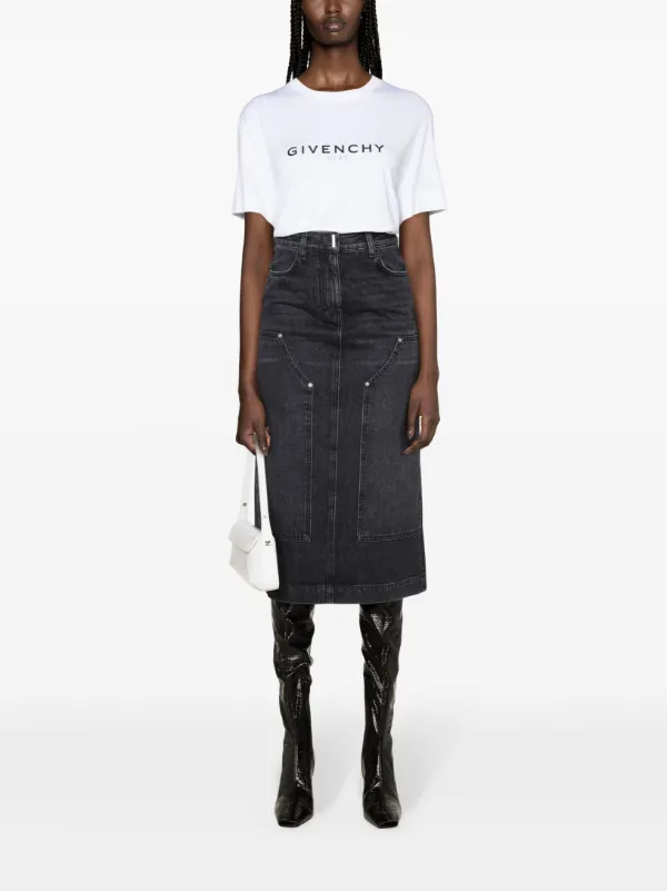 ミニスカート GIVENCHY Women Mid Skirts BW40UB5Y3P001 Black Givenchy high-rise Denim Midi Skirt | Black | FARFETCH