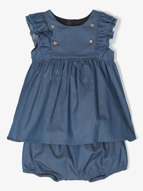 Versace Kids Medusa Head-buttons denim dress