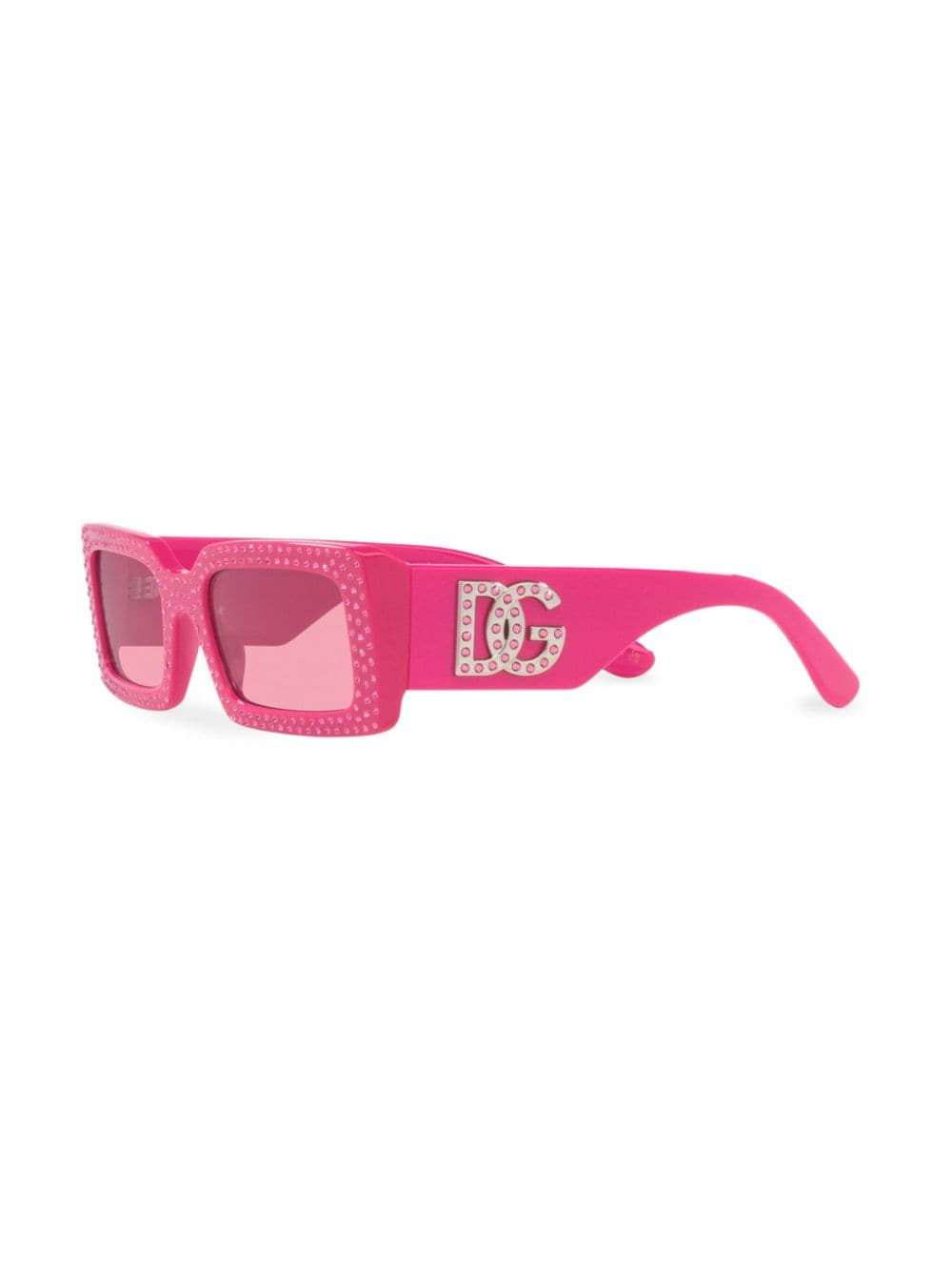 Dolce & Gabbana Eyewear crystal-embellished rectangle-frame sunglasses - Roze