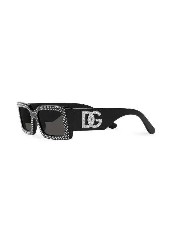 Dolce & Gabbana Eyewear crystal-embellished rectangle-frame  display picture 2