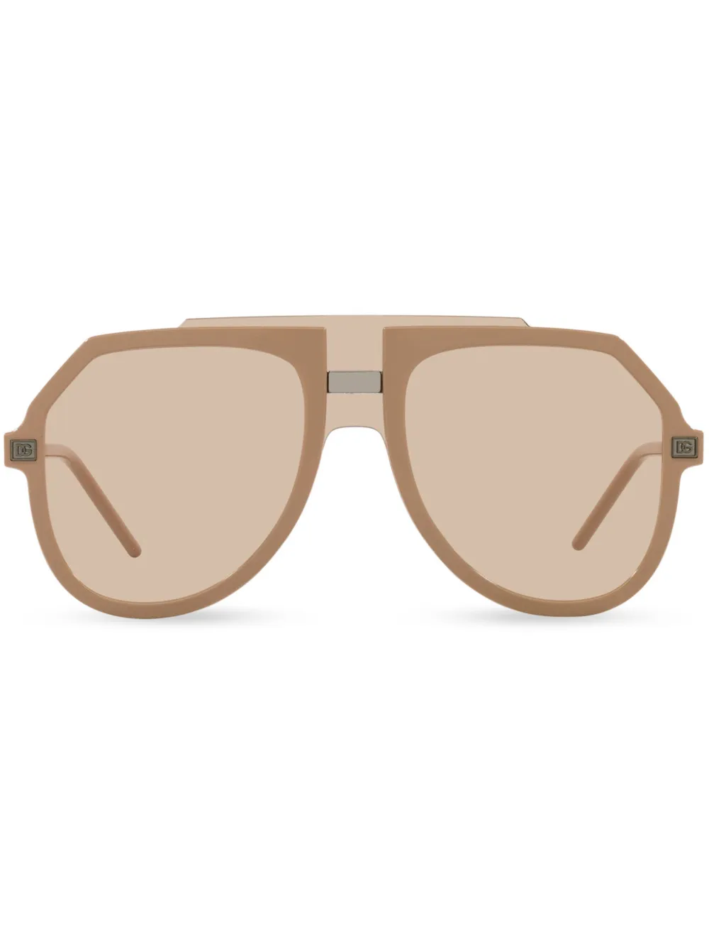 Dolce & Gabbana Logo-engraved Oversize-frame Sunglasses In Brown