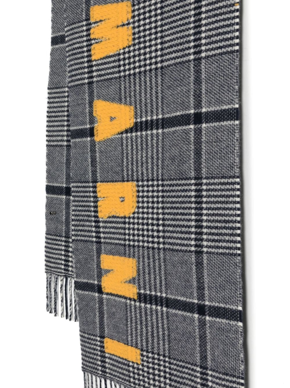 Marni Geruite sjaal met geborduurd logo Zwart