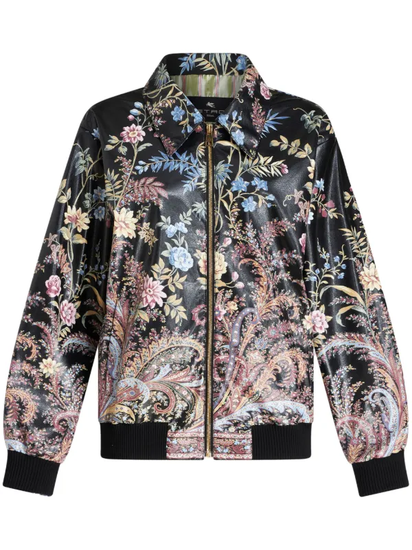 ETRO floral print Bomber Jacket Black FARFETCH LB