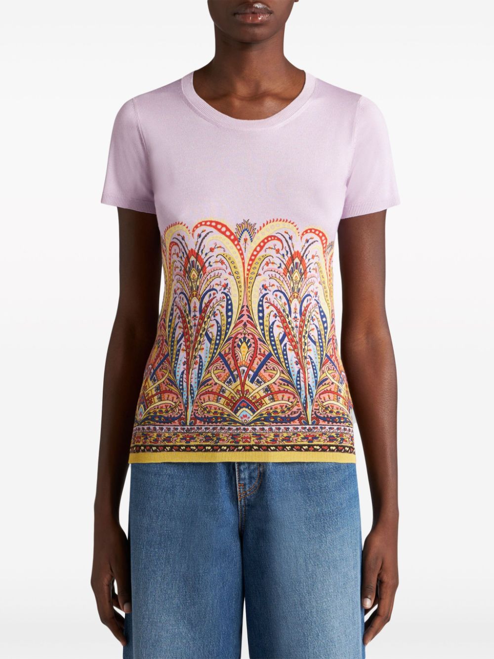 Shop Etro Paisley-print Silk-blend Top In Pink