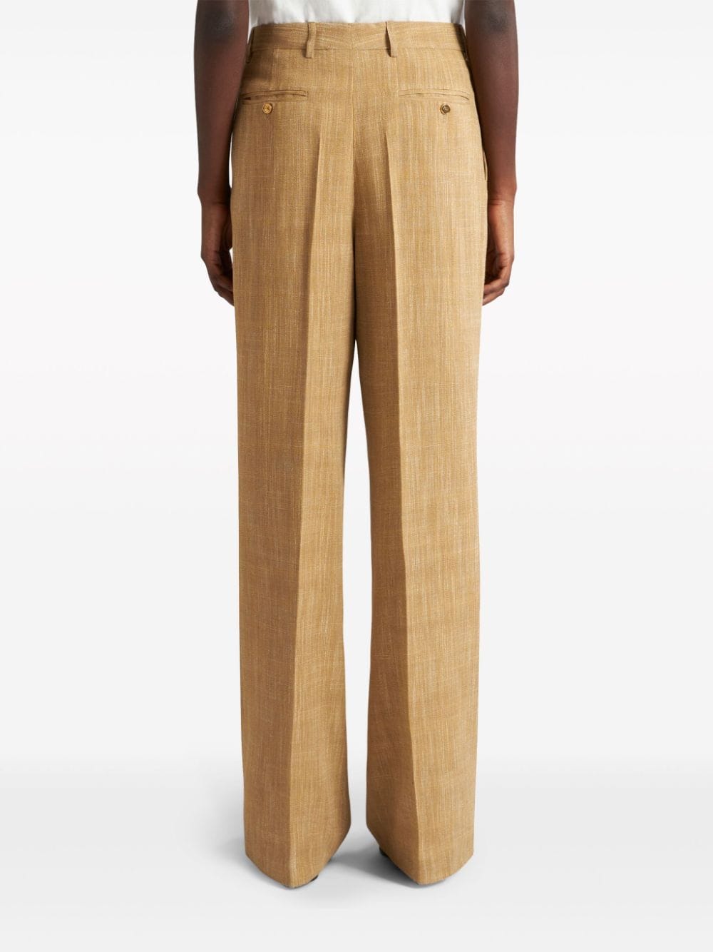 Shop Etro Slub-effect Tailored Trousers In Neutrals