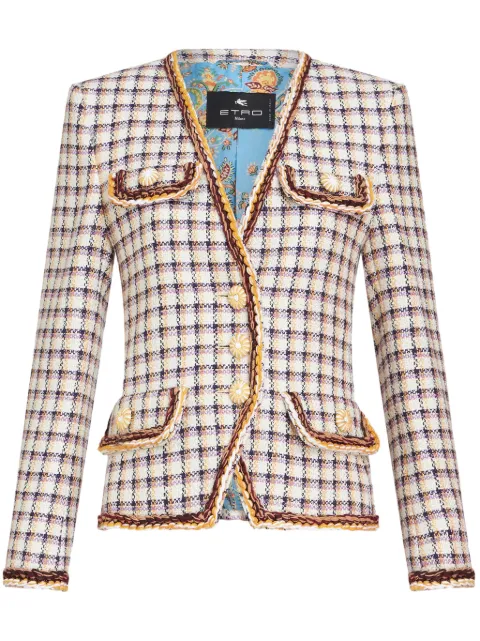 ETRO check-jacquard cotton-blend jacket