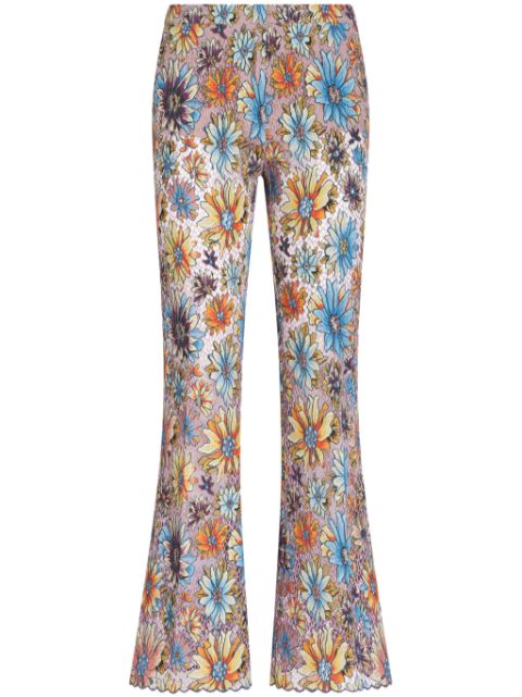 ETRO floral-print lace flared trousers