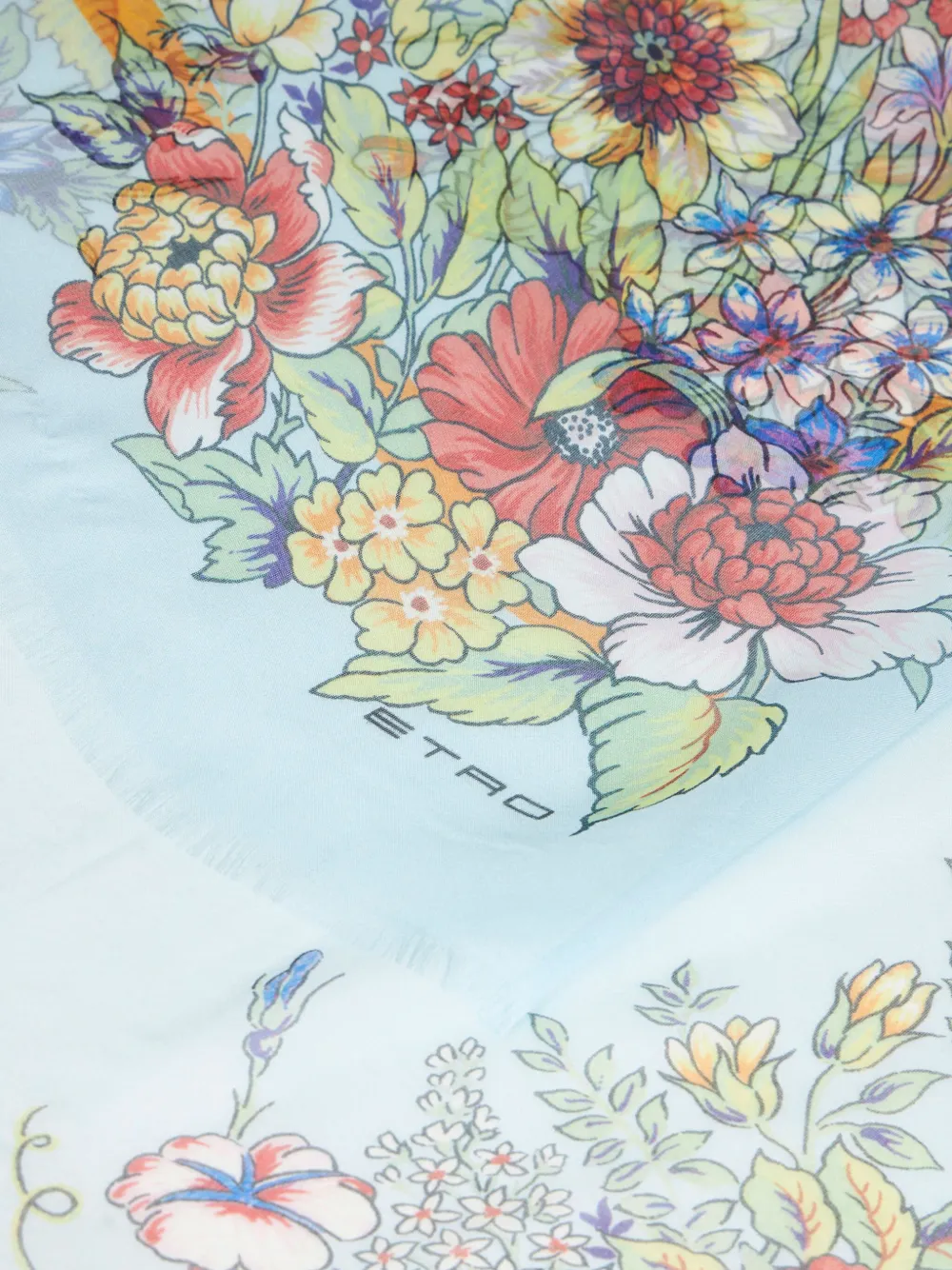 ETRO Zijden sjaal met bloemenprint - Blauw