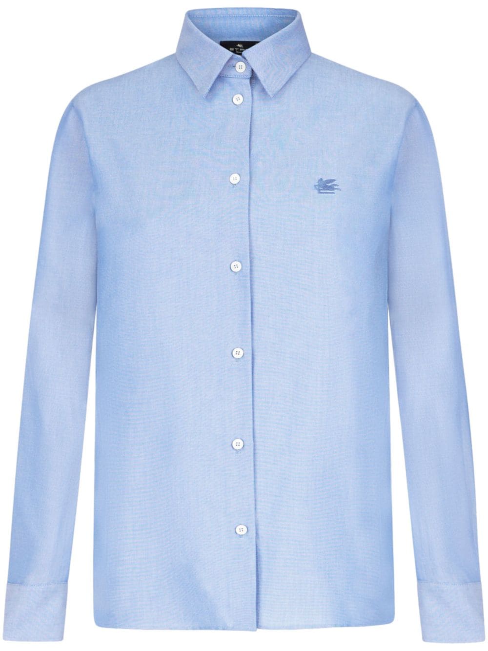 Etro Pegaso-embroidered Cotton Shirt In Blue