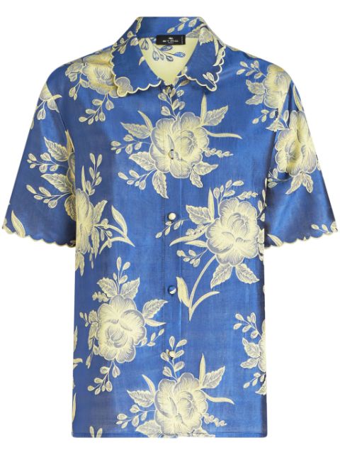 ETRO floral-jacquard scalloped-hem shirt Women