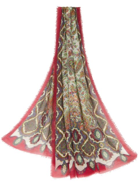 ETRO graphic-print frayed-edge scarf Women