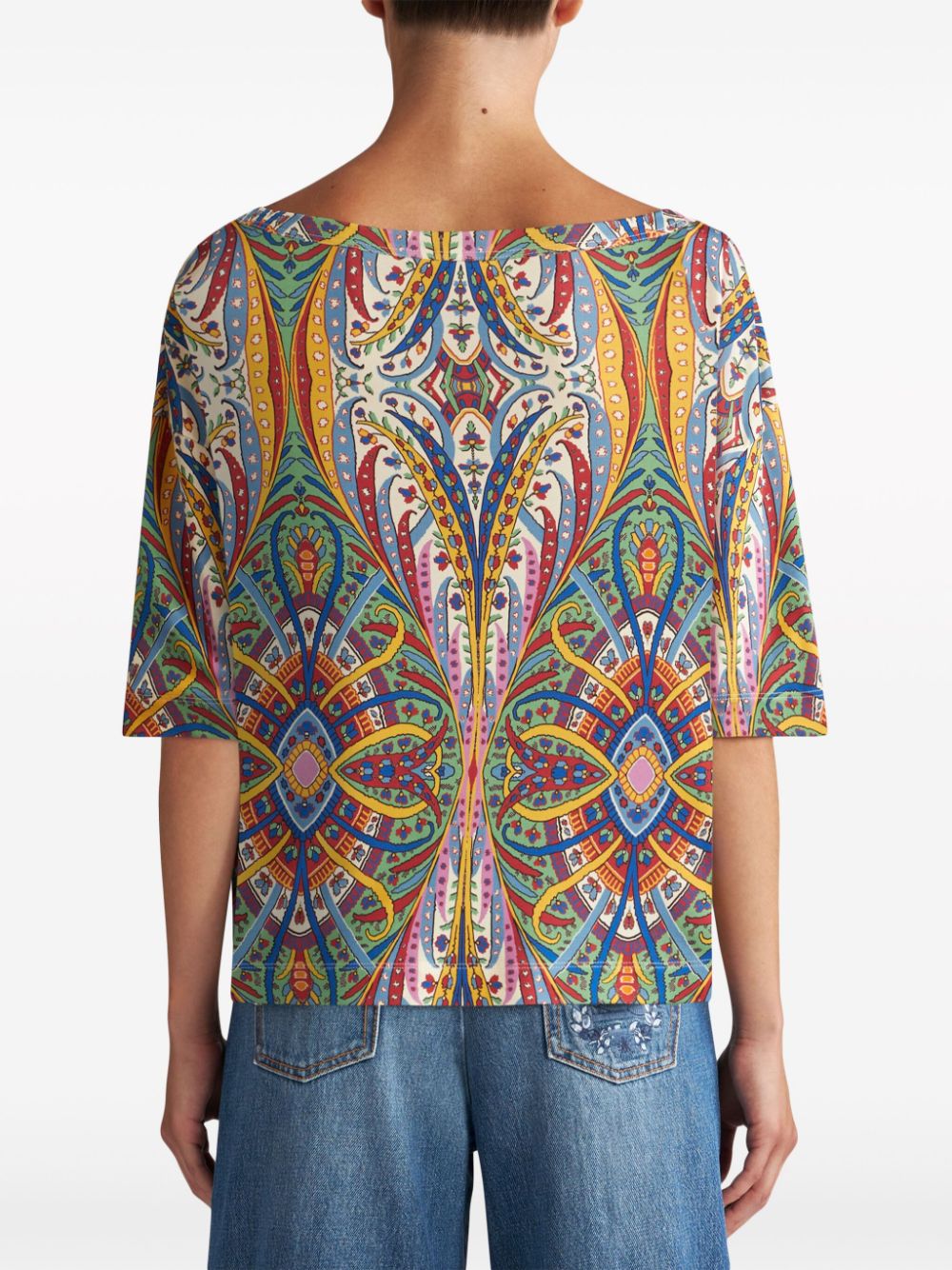 ETRO T-shirt met paisley-print Blauw