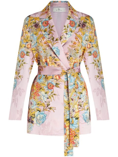 ETRO floral-jacquard belted silk jacket