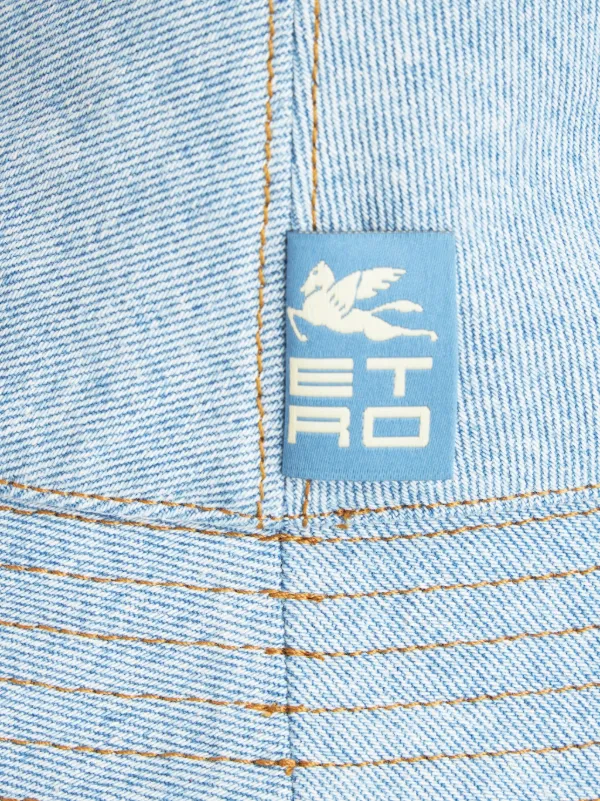 ETRO Cappello Bucket Pegaso Denim Con Ricamo Blu FARFETCH IT