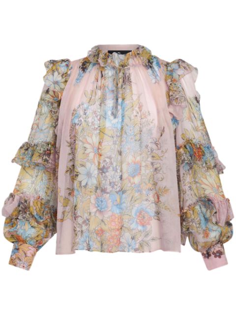 ETRO floral-print ruffled silk blouse Women