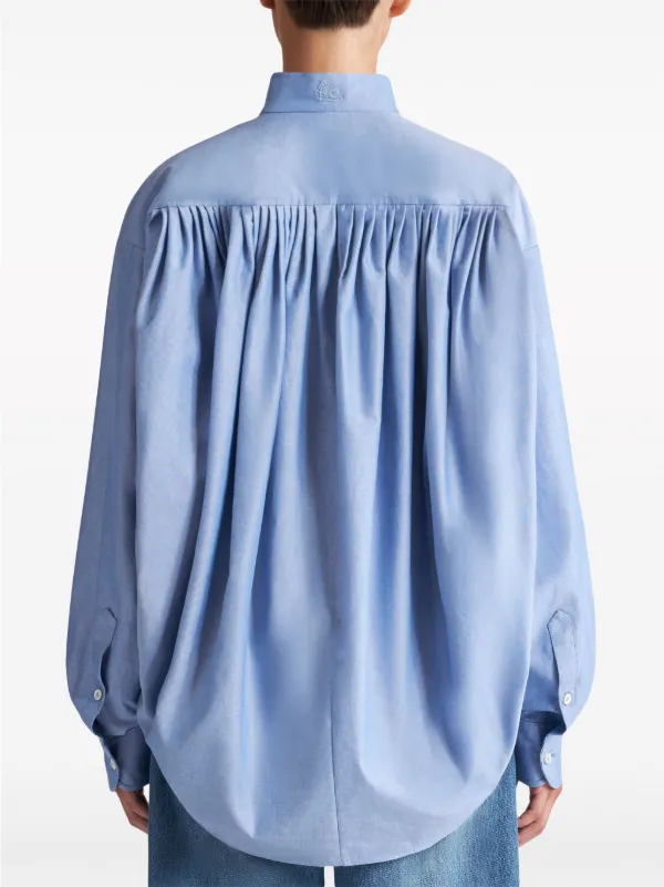 ETRO Pleated Cotton Shirt | Blue | FARFETCH