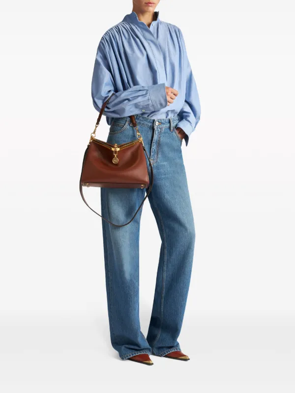 ETRO Pleated Cotton Shirt | Blue | FARFETCH
