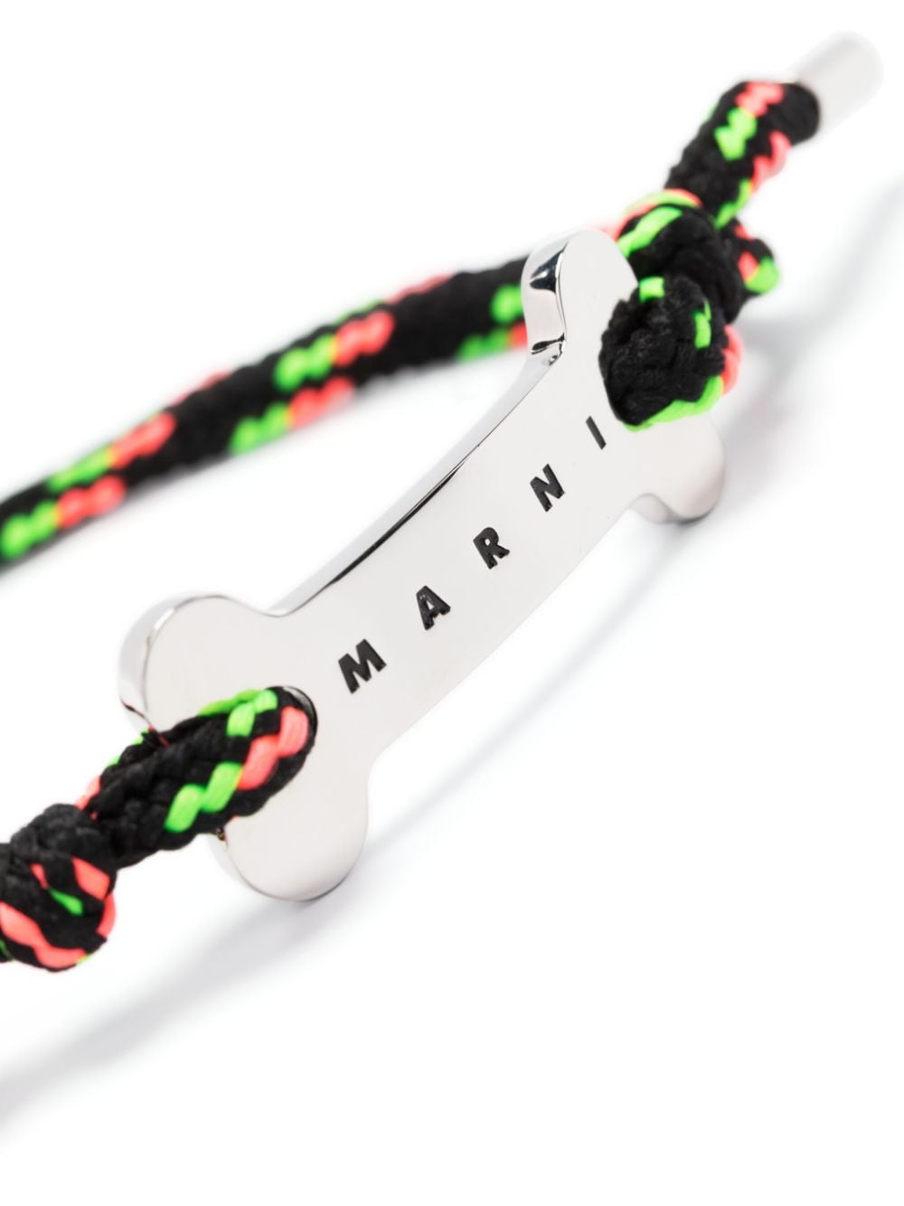 Shop Marni Logo-engraved Braided Bracelet In Schwarz