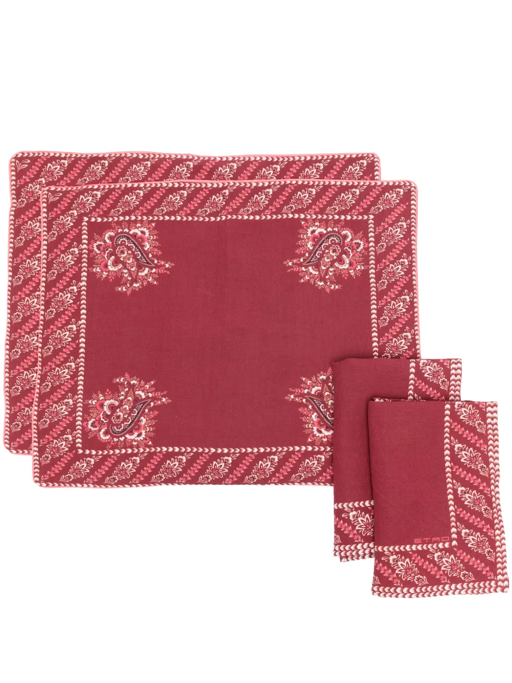 Etro Paisley-pattern Placemats And Napkins(set Of Four) In Red