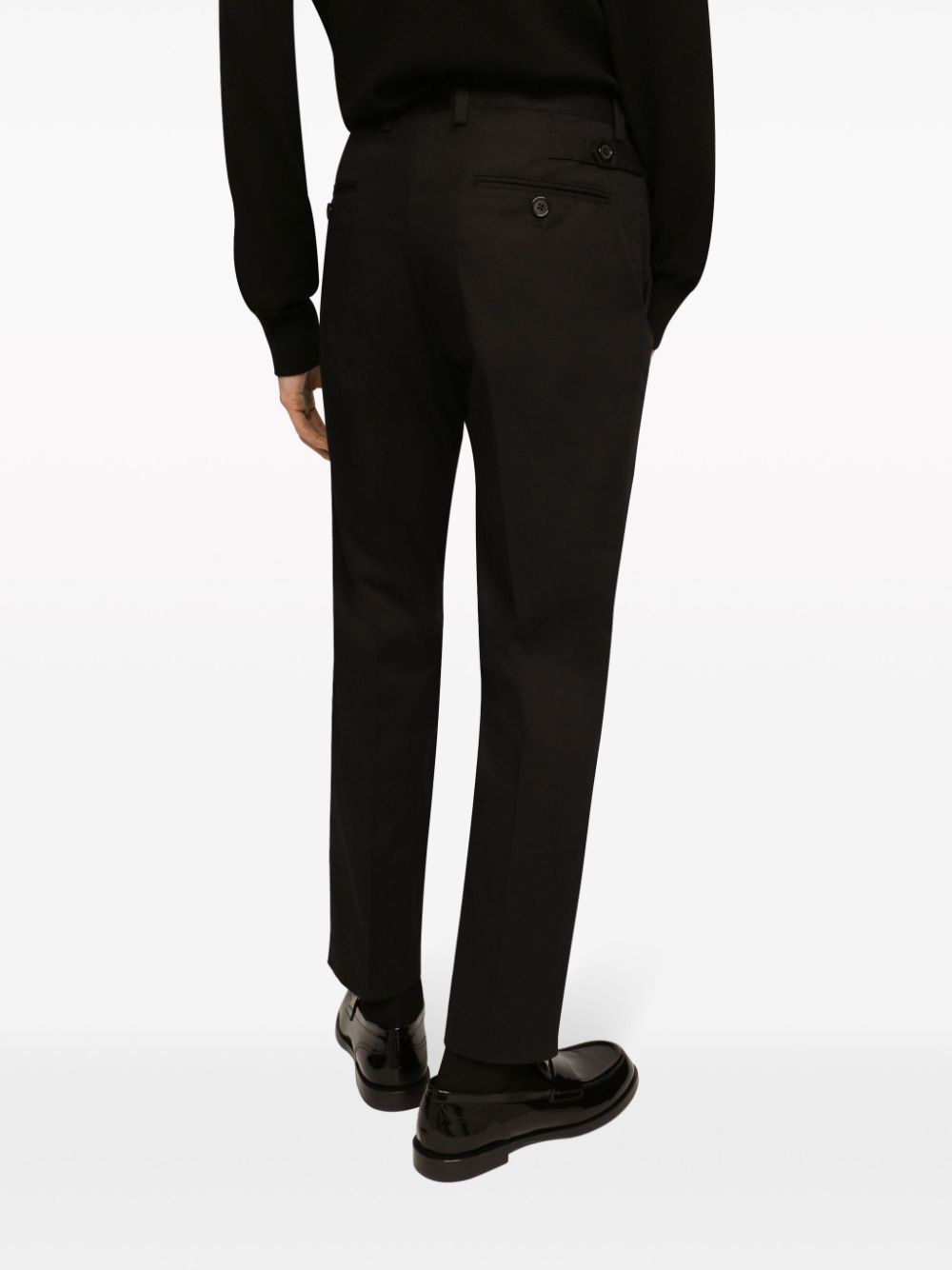 Shop Dolce & Gabbana Mid-rise Tapered-leg Trousers In Black