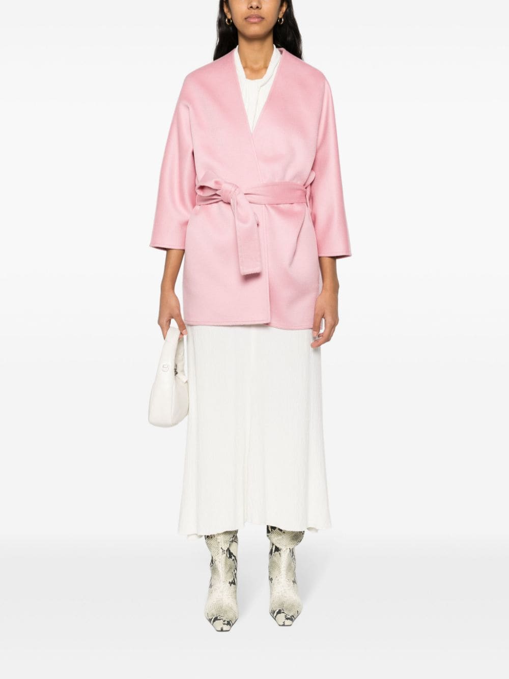 Shop Kiton Tied-waist Cashmere Jacket In Rosa