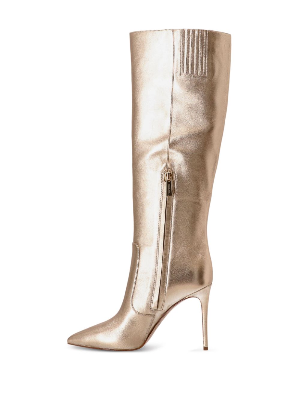 Shop Michael Kors Rue 100mm Metallic Knee-high Boots In Gold