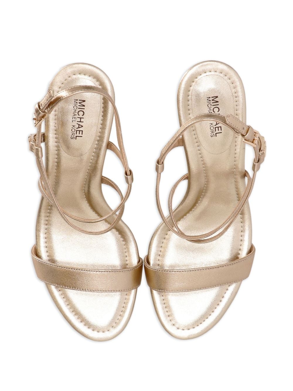 Shop Michael Kors Veronica 100mm Leather Sandals In Gold