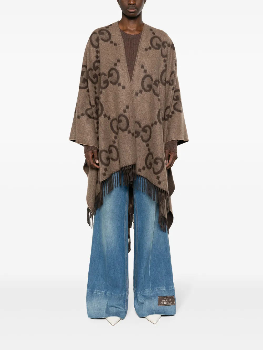 Gucci Omkeerbare Jumbo kasjmier cape Bruin