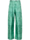 Pierre-Louis Mascia floral wide-leg trousers - Green