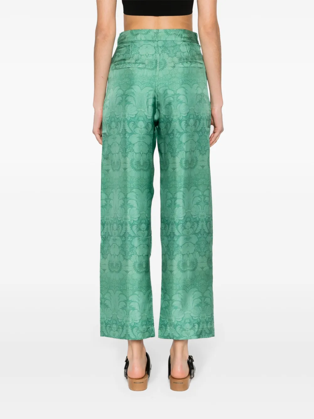 Shop Pierre-louis Mascia Floral Wide-leg Trousers In 绿色