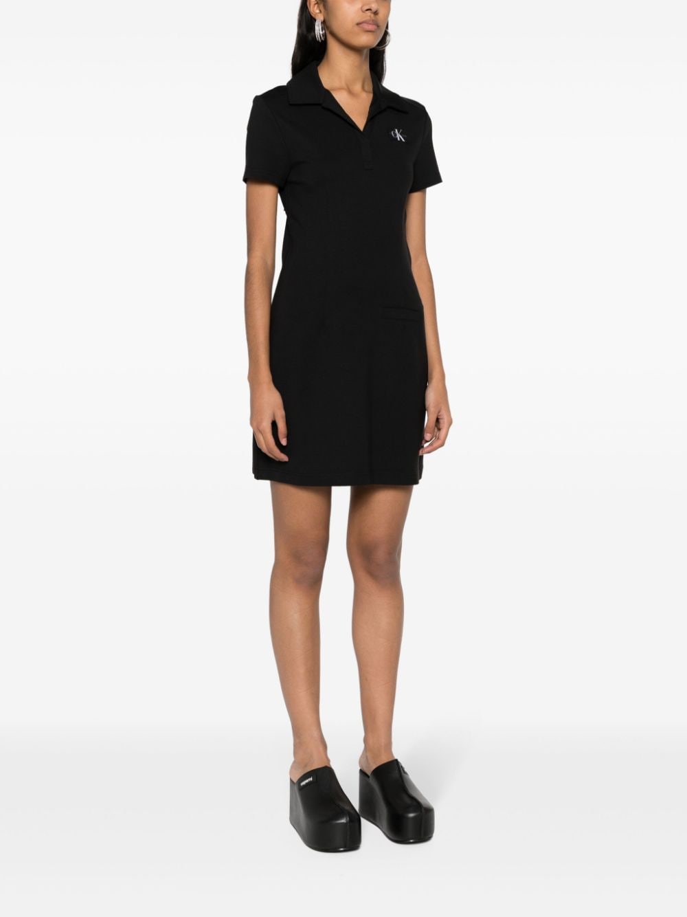 Calvin Klein Jersey mini-jurk met logopatch Zwart