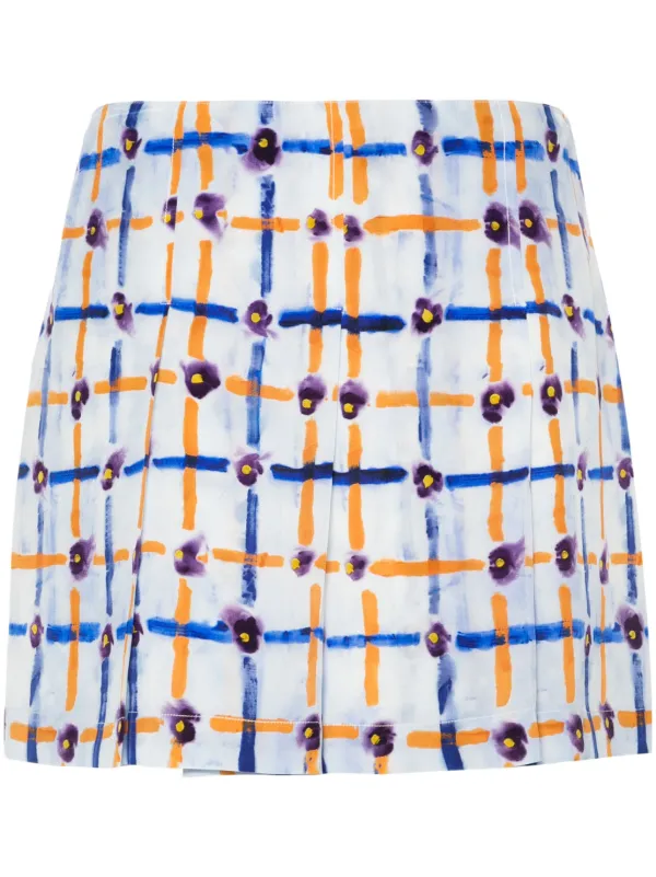 【MARNI】マルニ SARABANDプリント ミディスカート(ブルー) Marni Saraband プリント シルクスカート | ブルー | FARFETCH JP