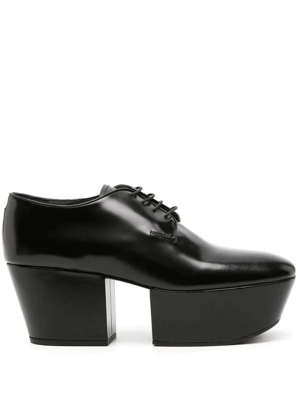 Pre-owned Prada 75mm Platform Leather Brogues In Black