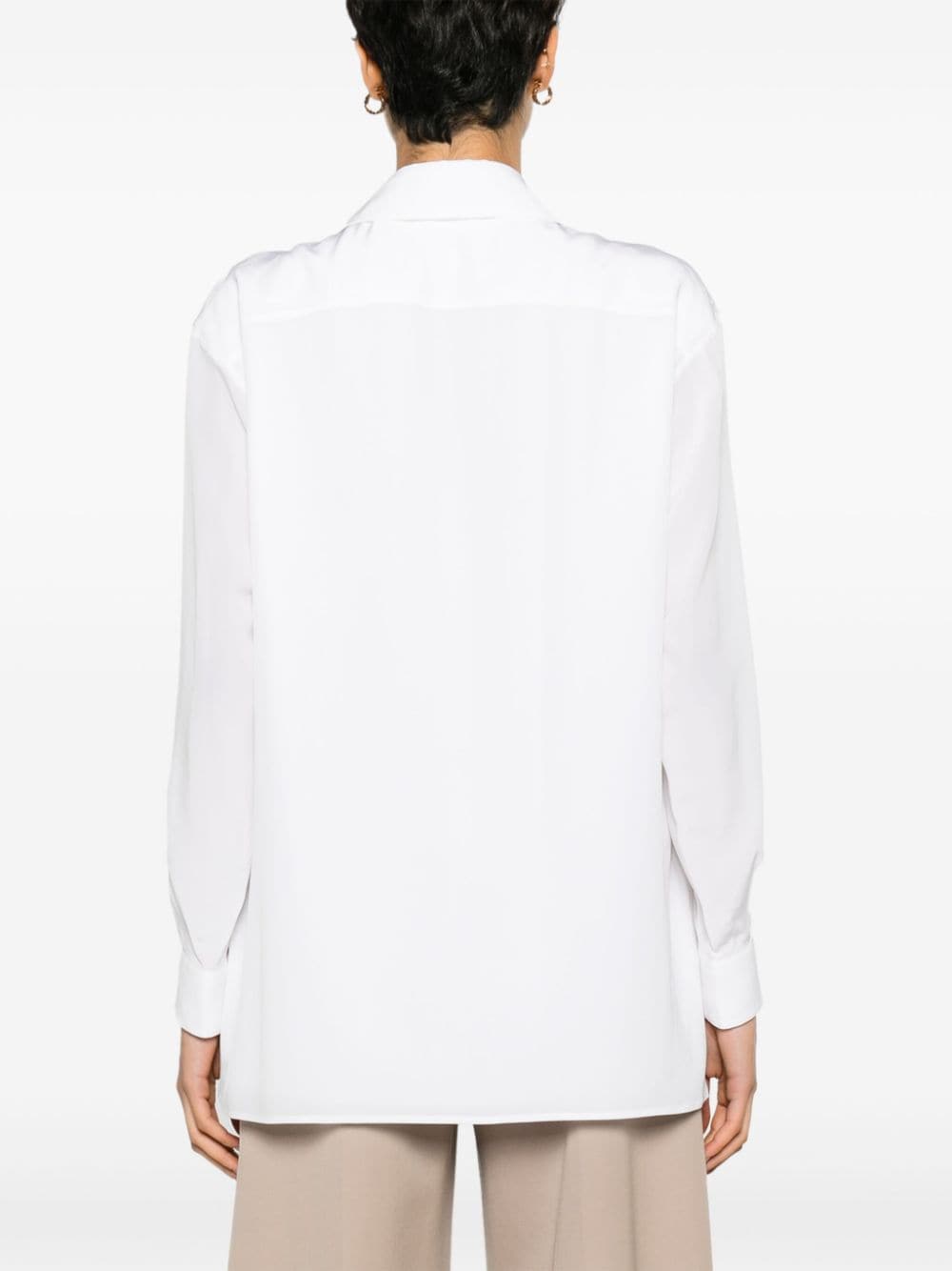 Pre-owned Burberry Logo-patch Layered Silk Shirt In White