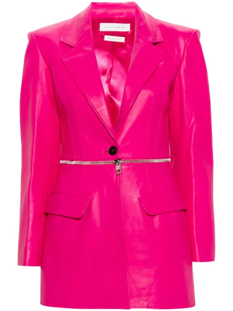 Alexander McQueen panelled single-breasted leather blazer Women