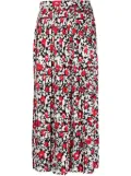 Celine Pre-Owned floral-print pleated midi skirt - White
