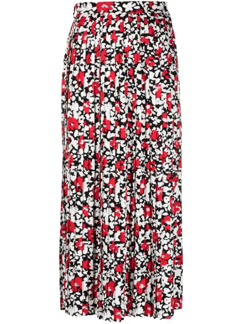 Céline Pre-Owned floral-print pleated midi skirt