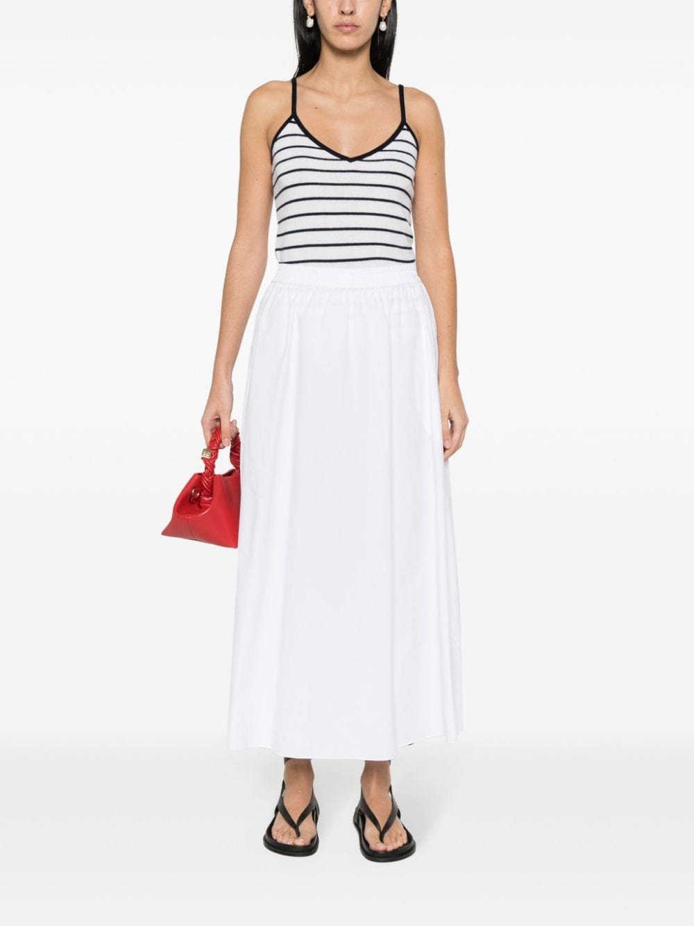Shop Allude Striped Fine-knit Top In White