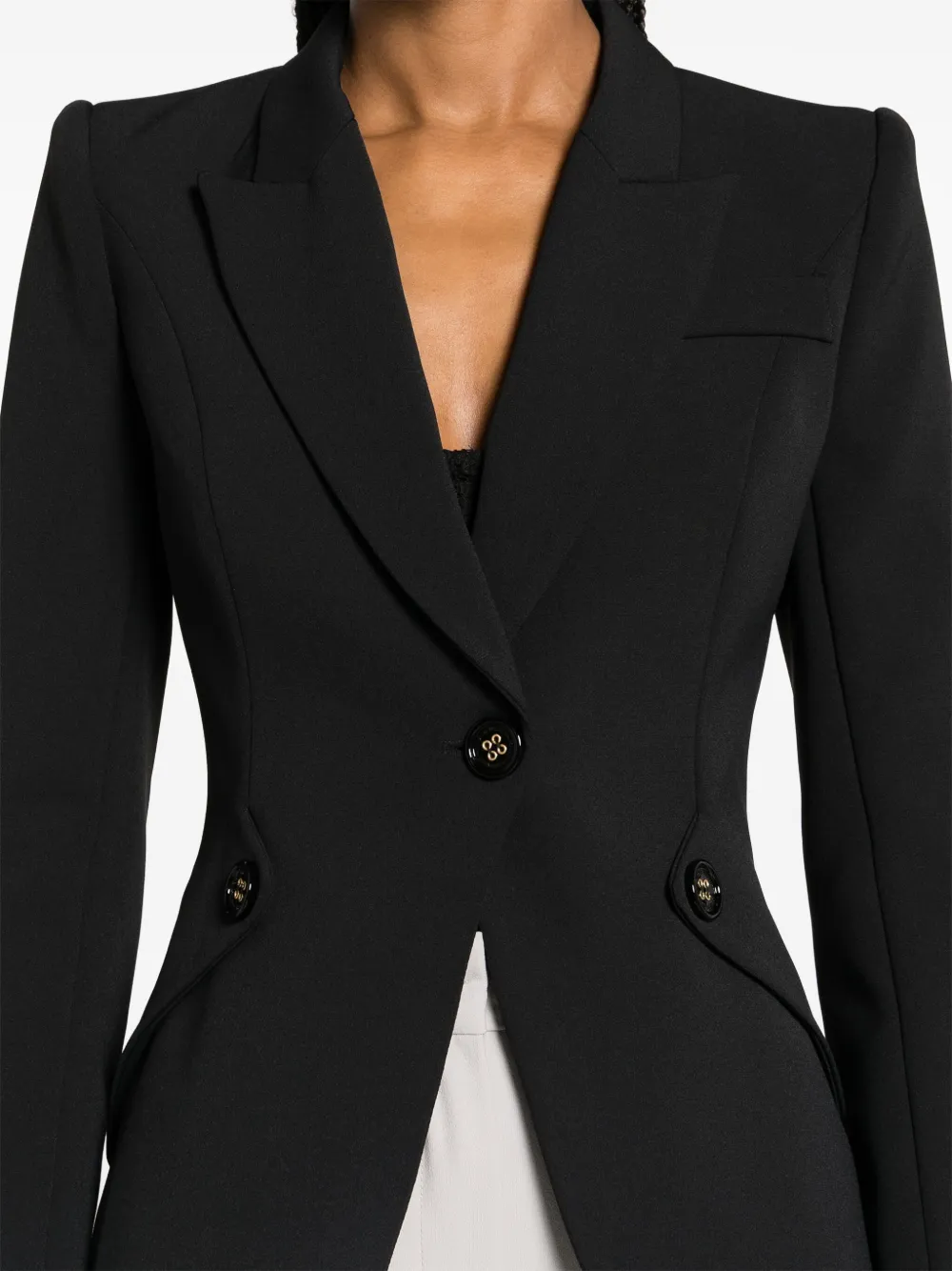 Elisabetta Franchi Blazer met enkele rij knopen Zwart