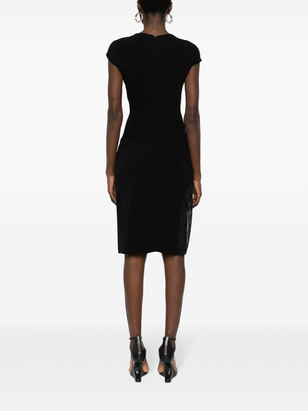 Shop Givenchy Panelled Crepe Midi Dress In Black