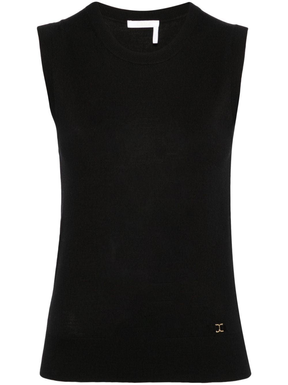 Shop Chloé Sleeveless Wool Knitted Top In Black