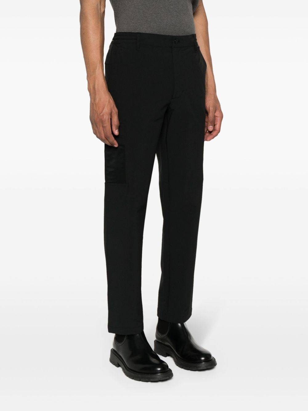 Shop Calvin Klein Crinkled-effect Tapered-leg Cargo Trousers In Black