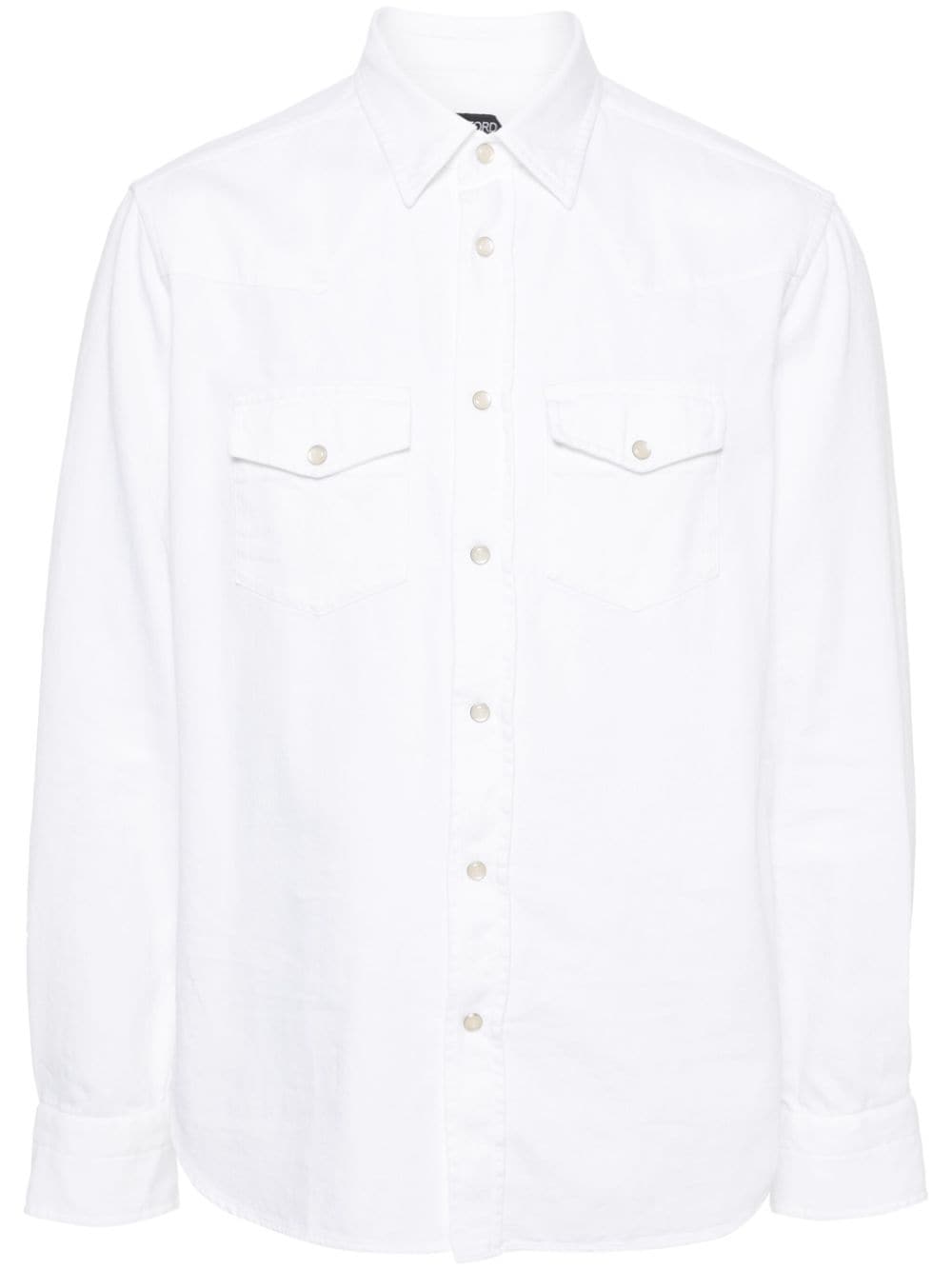 TOM FORD western-style panelled cotton shirt - Bianco