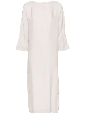 Agnona Kleid logo-plaque dress - Neutrals