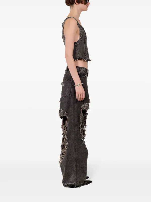 Natasha Zinko Ripped wide-leg Jeans | Black | FARFETCH