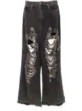 Natasha Zinko ripped wide-leg jeans - Black