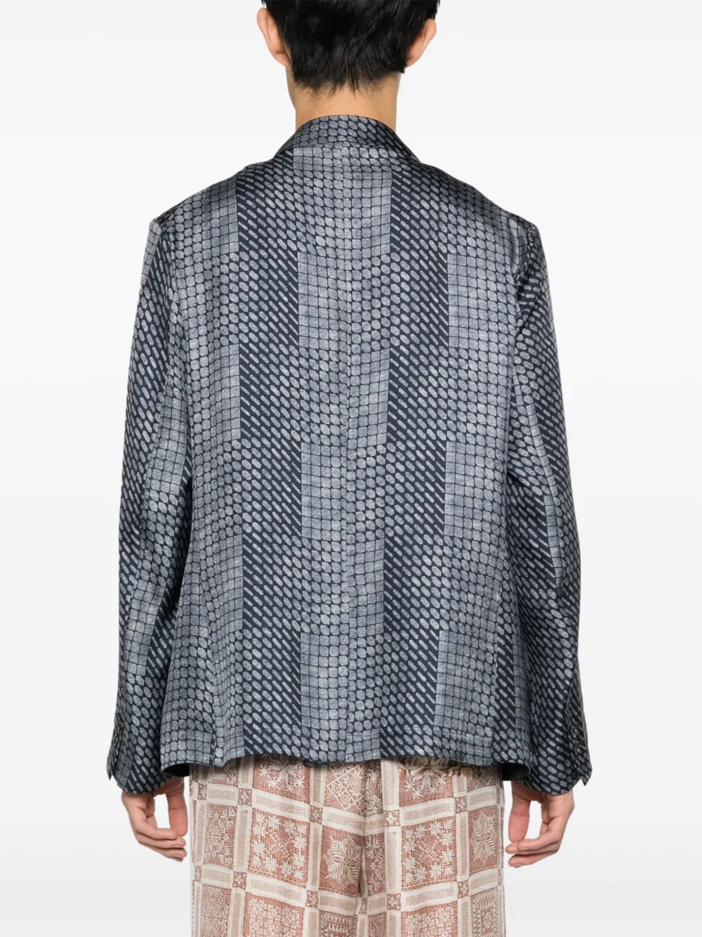 Shop Pierre-louis Mascia Abstract-print Silk Blazer In Blue