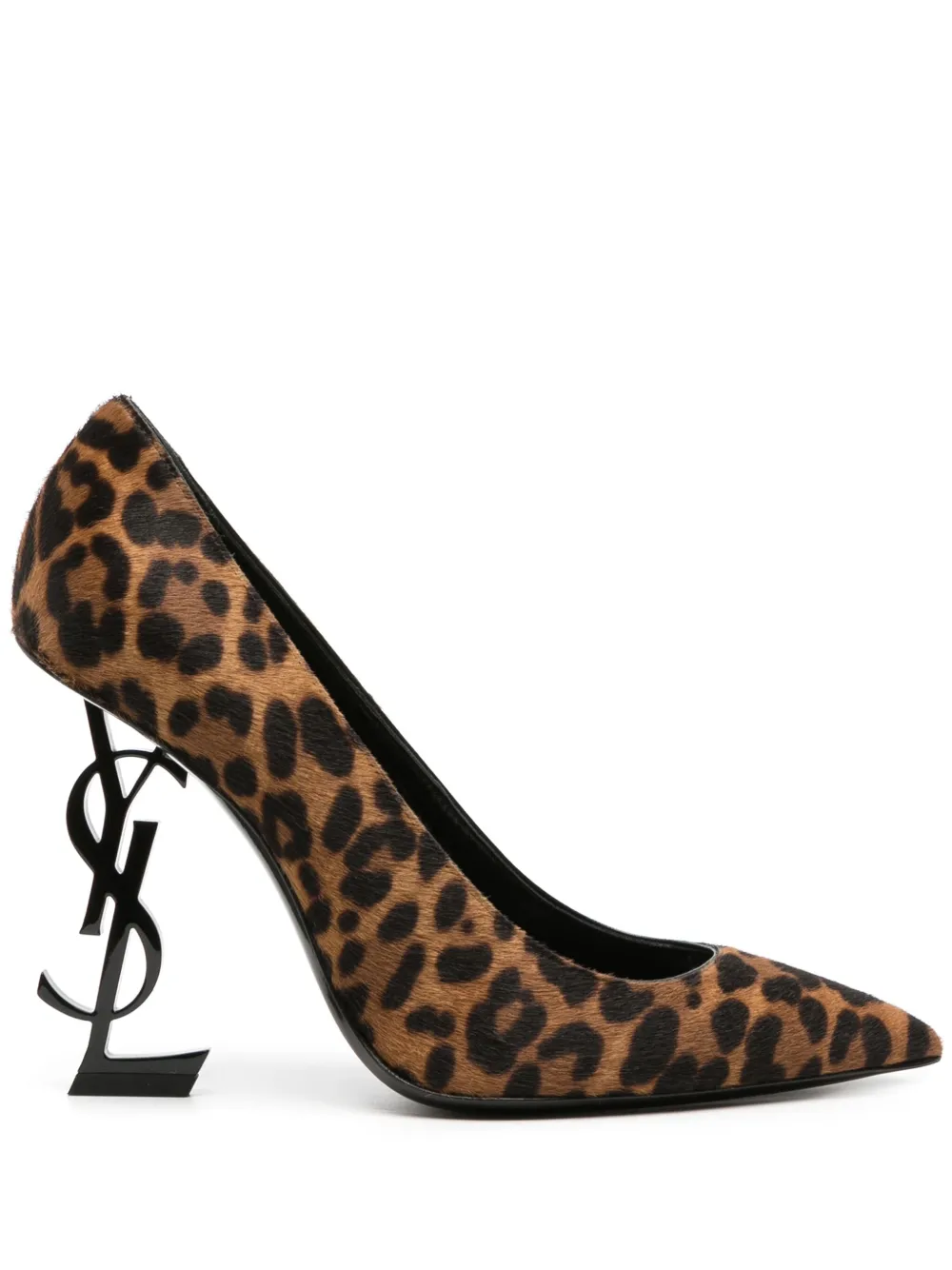 Pre-owned Saint Laurent Opyum 110mm Leopard-print Pumps In Brown