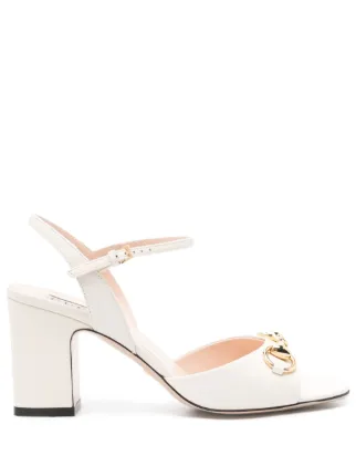 Gucci 75mm Horsebit mid heel Sandals White FARFETCH AE