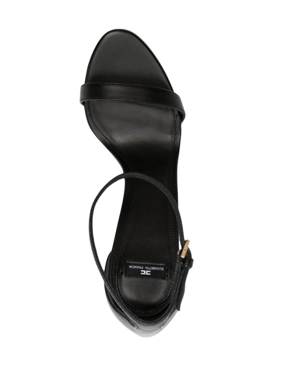 Shop Elisabetta Franchi 115mm Logo-heel Leather Sandals In Black